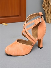 voordelige Latin dansschoenen-Roze dansschoenen met kruisbandjes voor dames - professionele ballroom latin hakken voor optredens en feestjes
