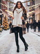 preiswerte Stiefeletten-Weiße Damen-Stiefeletten aus Kunstleder mit Jacquard und Blockabsatz – stylische kurze Winterstiefeletten für Damen, ideal für Urlaubspartys, Outdoor-Bekleidung und lässigen Streetstyle