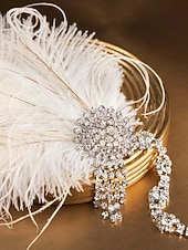 preiswerte Maskerade-Zubehör-Damen-Stirnband mit Federn und Strass im Stil der 1920er Jahre – Gatsby-Flapper-Haaraccessoire für Gesellschaftstanz, Cocktailpartys und Veranstaltungen mit Vintage-Thema