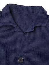 billiga cardigan tröja för män-herrtröja kofta tröja kavaj kavaj våffelstickad stativ krage beskuren stickad enfärgad långärmad bas snygga utomhuskläder dagligen kläder höst vinter blå khaki s m l
