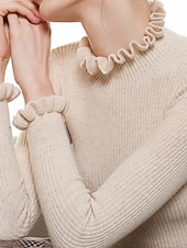 Pentru femei Pulover Plover Șic Stradă Casual Culoare solidă Guler Pe Gât Tricotat Manșon Lung Topuri obișnuite Tricotat Zilnic Ieșire Sfârșit de săptămână Negru Alb Toamnă Iarnă ieftine Culori Solide-Pentru femei Pulover Plover Șic Stradă Casual Culoare solidă Guler Pe Gât Tricotat Manșon Lung Topuri obișnuite Tricotat Zilnic Ieșire Sfârșit de săptămână Negru Alb Toamnă Iarnă