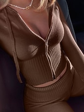 Χαμηλού Κόστους Γυναικείες φόρμες μπλούζας-Γυναικεία Σετ παντελονιών Τοπ μπολερό Μακρυμάνικο Με Κουκούλα Συμπαγές Χρώμα Φερμουάρ Μοντέρνα Κομψό στυλ street Causal Καθημερινά ΕΞΩΤΕΡΙΚΟΥ ΧΩΡΟΥ Θαλασσί Ανθισμένο Ροζ Καφέ Άνοιξη Κανονικό