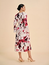 economico Abiti da donna-Da donna Femminile Vestito Casual Borgogna Manica Lunga Maniche Corte Estate Primavera Tutte le stagioni Scollo a V Elegante XS S M