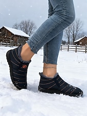 economico Stivali di neve e inverno-stivali da neve impermeabili arancioni da donna con calda fodera in peluche, scarpe invernali leggere e slip-on per il freddo all'aperto e in stile Halloween