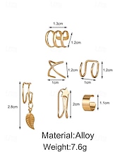 Недорогие Женская серьга-Женский комплект из золотых и серебряных сережек-каффов – серьги-клипсы без пирсинга с рисунком в виде звезд и листьев, модные украшения в стиле панк для вечеринок и повседневной носки