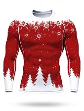 Недорогие Футболки и майки для бега-Новогодняя тематика Муж. Универсальные Футболка для бега Спортивная рубашка Фитнес-рубашка Рубашка тренировки Беговой верх Длинный рукав Футболка Футболка UPF 50