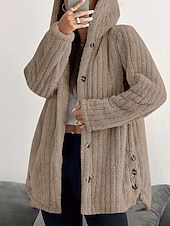 Жен. Куртка с капюшоном Сохраняет тепло Удобный Карман Пуговицы На каждый день Полотняное плетение Отпуск Для улицы Повседневные На каждый день Однобортный крой Обычная Капюшон Стандартный Недорогие Куртки с флисовой подкладкой-Жен. Куртка с капюшоном Сохраняет тепло Удобный Карман Пуговицы На каждый день Полотняное плетение Отпуск Для улицы Повседневные На каждый день Однобортный крой Обычная Капюшон Стандартный