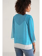 abordables chemises, hauts et chemisiers-Haut en soie pour femme, style décontracté, noué sur une robe, débardeur, manches 3/4, tenue décontractée