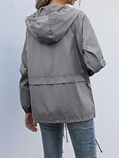 baratos Parka Casual-Mulheres Casaco com capuz Confortável Zíper Bolsos Casual Tecido Férias Roupa Diária Para Noite Final de semana Padrão Com Capuz Normal Manga Longa agasalhos Preto Vinho Cinzento Claro Primavera