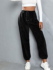 halpa Suorat Housut-Naisten Veryttelyhousut Fleece-housut Kiinalainen Loma Vintage Katutyyli Täyspitkä Keskikorkea vyötärö Tavallinen Tasku Joustava vyötärö Pidä lämpimänä Mikrojoustava Elastinen Päivittäin ulko- Loma