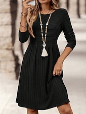 Dames Mini-jurk Casual jurk Modern Buiten Vakantie Dagelijks Normale pasvorm Effen Lange mouw Strakke ronde hals Zwart Marineblauw Donkergroen Oranje Lente Herfst voordelige Trui Jurken-Dames Mini-jurk Casual jurk Modern Buiten Vakantie Dagelijks Normale pasvorm Effen Lange mouw Strakke ronde hals Zwart Marineblauw Donkergroen Oranje Lente Herfst