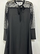 olcso midi fekete ruha-Női Mini ruha Fekete ruha Party ruha Koktélruha Ünnepi ruha Divat Modern Vakáció Estély Parti Normál Sima Hosszú ujj V-alakú Fekete Ősz Tél