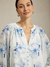 olcso ingek, felsők és blúzok-női sifon blúz tinta virágminta elegáns hétköznapi irodai tavasz nyár ősz