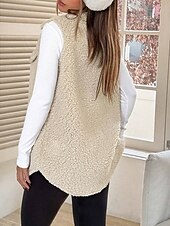 abordables Vestes Sherpa-Femmes Veste en Polaire Veste Décontractée Chaud Confortable Avec Poches Boutons Mode Extérieur Uni Sortir Week-end Simple Boutonnage Régulier Revers Coupe régulière manche longue Vêtements