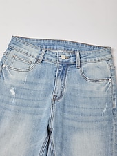 お買い得  パンツ-女性用 男女兼用 ジーンズ 全長 コットン デニム 伸縮性あり エレガント カジュアル ブルー 夏 オールシーズン S M L