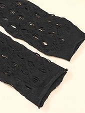 お買い得  ファッションアクセサリー-レディースハロウィンゴシックレースグローブ - パーティー、コスプレ、コスチューム衣装に最適なブラックフィッシュネットフィンガーレスアームウォーマー