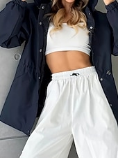 baratos Parka Casual-Mulheres Casaco de inverno Casaco com capuz Manter Quente Confortável Zíper Bolsos Casual Tecido Férias Roupa Diária Para Noite Final de semana Padrão Com Capuz Normal Manga Longa agasalhos Azul