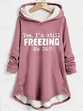 ieftine Umor și citate vârfuri-Pentru femei Hanorac cu glugă pulover Grafic Scrisă Cald Casual pufos Manșon Lung Capișon Topuri lungi Casual Sport Imprimeu Roz Îmbujorat Albastru piscină Gri Toamnă Iarnă
