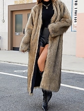 Mulheres Casaco Casaco de pele falsa Manter Quente Confortável Peles e couros Moda Tecido Férias Rua Roupa Diária Para Noite Longo Decote V Normal Manga Longa agasalhos Cáqui Outono Inverno baratos Peles & Couros-Mulheres Casaco Casaco de pele falsa Manter Quente Confortável Peles e couros Moda Tecido Férias Rua Roupa Diária Para Noite Longo Decote V Normal Manga Longa agasalhos Cáqui Outono Inverno