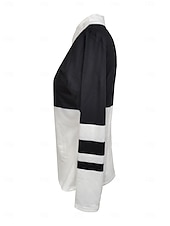 tanie gładka koszulka-Damskie Bluzka Niejednolita całość Zamek Geometryczny Elegancki Codzienny Długi rękaw Kołnierzyk koszuli Zwykłe topy Codzienny Niebieski Czarny Wino Jasnobrązowy Zielony Wiosna Jesień