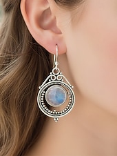 Недорогие Женская серьга-Женские серьги-подвески из лунного камня с винтажным серебряным дизайном, элегантные украшения в стиле бохо для вечеринок, свадеб и повседневной носки