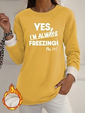 tanie Bluzy z polarowym podszyciem-Damskie Bluza z podszewką z polaru, piżama Bluza z kapturem Pullover Bluzy Nadruk Litera Ciepłe Moda miejska Codzienny Długi rękaw Półgolf Zwykłe topy Codzienny Dom Na co dzień Niebieski Czarny