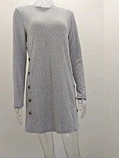 preiswerte Frauen schwarzes Kleid-Damen Minikleid schwarzes kleid Freizeitkleid Cocktailkleid Abendkleid Elegant Modern Täglich Ausgehen Wochenende Normale Passform Einfach Langarm Rundhalsausschnitt Schwarz Rosa Grau Frühling Herbst