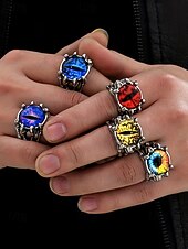 Недорогие Модные аксессуары-Мужское кольцо из сплава «глаз дракона» на Хэллоуин, регулируемое украшение в стиле готического панка в виде глаза монстра для косплея, вечеринок и фестивалей