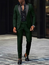 tanie Męskie klasyczne marynarki-Męskie Marynarka + spodnie wizytowe Marynarka Garnitury Biznes Spotkanie towarzyskie Wesele 2 elementy Moda Codzienny Wiosna Jesień Poliester Kolorowy blok Kieszeń Guziki Wygodny Guziki jednorzędowe