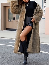 Mulheres Casaco Casaco de pele falsa Manter Quente Confortável Peles e couros Moda Tecido Férias Rua Roupa Diária Para Noite Longo Decote V Normal Manga Longa agasalhos Cáqui Outono Inverno baratos Peles & Couros-Mulheres Casaco Casaco de pele falsa Manter Quente Confortável Peles e couros Moda Tecido Férias Rua Roupa Diária Para Noite Longo Decote V Normal Manga Longa agasalhos Cáqui Outono Inverno