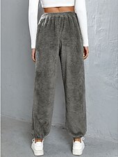 halpa Suorat Housut-Naisten Veryttelyhousut Fleece-housut Kiinalainen Loma Vintage Katutyyli Täyspitkä Keskikorkea vyötärö Tavallinen Tasku Joustava vyötärö Pidä lämpimänä Mikrojoustava Elastinen Päivittäin ulko- Loma