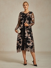 Недорогие Куртки-Женские топы из ткани с пайетками цветочные элегантные стильные с длинным рукавом круглым вырезом длинные топы вечернее полуформальное пляжная свадьба черное весна осень зима