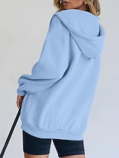 baratos jaqueta com capuz-Mulheres Casaco com capuz Confortável Respirável Bolsos Botões Casual Tecido Férias Rua Casual Roupa Diária Não Trespassado Padrão Com Capuz Normal Manga Longa agasalhos Branco Amarelo Azul Primavera