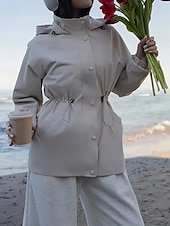 baratos Parka Casual-Mulheres Casaco de inverno Casaco com capuz Manter Quente Confortável Zíper Bolsos Casual Tecido Férias Roupa Diária Para Noite Final de semana Padrão Com Capuz Normal Manga Longa agasalhos Azul