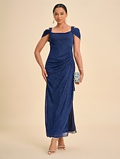 ieftine Rochie simplă-Pentru femei Rochie Maxi Rochie teacă Elegant Petrecere Gril pe Kamado Culoare solidă Fără manșon Pătrat Albastru regal