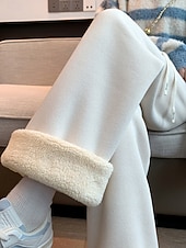 economico gamba larga e vita alta-Per donna Pantaloni da tuta Pantaloni in Pile Gamba larga Moda Essenziale Casual Lunghezza intera Vita Alta Semplice Tasca Fascia Elastica Comodo Morbido Confortevole Elasticizzato All&#039;aperto