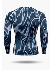 economico T-shirt e Canottiere da Corsa-Per uomo Maglia a compressione Maglia da corsa Stampa 3D Manica Lunga Livello Base A righe Asciugatura Rapida Compressione Elasticizzato Traspirante Allenamento in Palestra Allenamento attivo