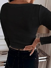 economico Top Semplici da Donna-Per donna Blusa Tinta unica Elegante Casual Manica Lunga Top Regolari Quotidiano Nero Bianco Rosa Grigio Primavera Autunno