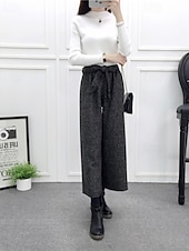economico gamba larga e vita alta-Per donna Chinos Dritto Streetwear Casual Lunghezza alla caviglia Vita media Semplice Elastico in vita Confortevole Micro-elastico All&#039;aperto Uscire Weekend Grigio chiaro Grigio scuro Nero Autunno