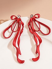 economico Orecchino da donna-orecchini pendenti con nastro colorato da donna e perno di cristallo: gioielli audaci per feste, serate fuori ed eventi di moda