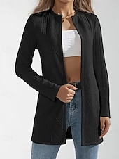 billiga casual jackor-Dam Vardaglig jacka Bekväm Andningsfunktion Jacquard Mode Dagligen Slät Utomhus Ledigt Dagligen Enkelknäppt Normal Rund halsringning Normal Långärmad Ytterkläder Svart Vit Vår Höst