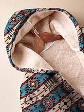 Недорогие Свитшоты с флисовой подкладкой-Женские худи на молнии флисовая подкладка графический геометрический,paisley  элегантные тёплые винтажные длинный рукав с капюшоном обычные топы для дома работы вечеринки вечерние наряды на молнии с