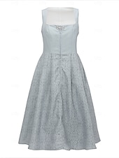 billige Dirndl-kjoler-Oktoberfest Kjoler Dirndl Trachtenkleader Midi-lengde Hushjelp bayerske Tysk Enger Dame Karneval Ølfestivalen Tradisjonell stil klut Uten bluse