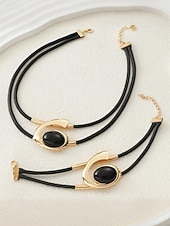 Χαμηλού Κόστους Γυναικείο Κολιέ-Γυναικείο σετ κοσμημάτων με μποέμ μοτίβο και στροβιλισμό, κολιέ και βραχιόλι με τιρκουάζ σχέδια σε κομψό χρυσό και ασημί, ιδανικό για πάρτι, γάμους και δώρα