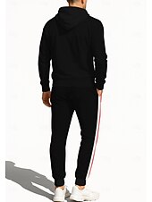 abordables Chándales-Hombre Sudadera Tracksuit Sudadera con cremallera Correa Bolsillos Geométrico Pantalones Sudadera Sudadera con capucha y Pantalones Otoño Rojo / negro Entrenamiento de gimnasio Casual Baloncesto