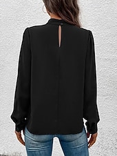 Χαμηλού Κόστους Επίσημες Μπλούζες-Γυναικεία Πουκάμισο Κομψή Φιλάρεσκος Σατέν Μπλούζα Συμπαγές Χρώμα Στυλάτο Καθημερινό Μακρυμάνικο Ζιβάγκο Κανονικά μπλουζάκια Καθημερινά Εξόδου Μαύρο Κίτρινο Πράσινο Ανοικτό Ρουμπίνι Βυσσινί