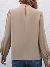 Χαμηλού Κόστους Επίσημες Μπλούζες-Γυναικεία Πουκάμισο Κομψή Φιλάρεσκος Σατέν Μπλούζα Συμπαγές Χρώμα Στυλάτο Καθημερινό Μακρυμάνικο Ζιβάγκο Κανονικά μπλουζάκια Καθημερινά Εξόδου Μαύρο Κίτρινο Πράσινο Ανοικτό Ρουμπίνι Βυσσινί