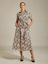 preiswerte Blumenkleider-Damenhemd mit kurzen Ärmeln, abstraktes Kunstmuster, Taschen, Pendeln, gesellschaftliche Zusammenkünfte, Frühling, Sommer