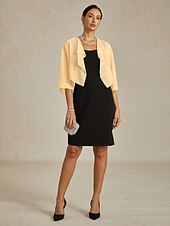  女性用 ゆったりとしたトップス シフォントップス 純色 エレガント 七分袖 アシメントリー クロップトップ 結婚式のゲスト シャンパン 夏 春 秋