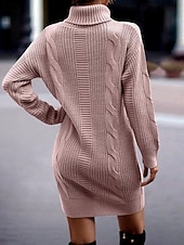 preiswerte Pulloverkleider-Damen Langes Kleid Maxikleid Pulloverkleid Etui-Kleid Mode Modern Büro Ausgehen Normale Passform Einfach Langarm Rollkragen Schwarz Rosa Armeegrün Khaki Herbst Winter